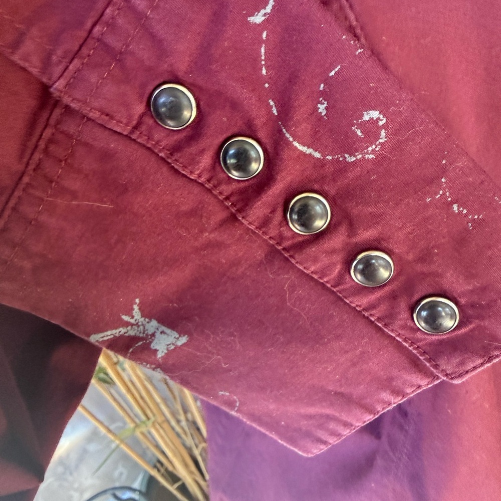 STETSON ladies western long sleeve blouse XL excellent condition burgundy - Picture 7 of 16